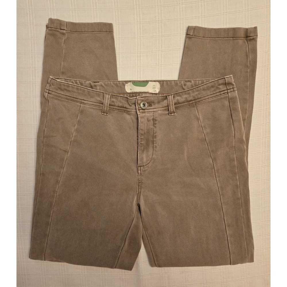 Anthropologie Pants Womens 28 (28x27) Brown Casual Ribbed Button Ankle Fall Cute
